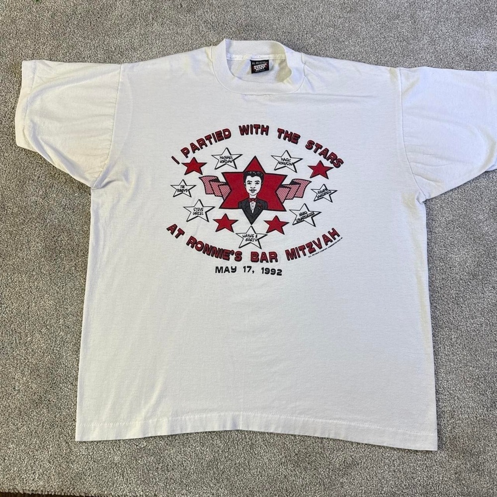 Vintage 1992 Ronnie's Bar Mitzvah I Partied with the Stars Tee Single Stitch USA